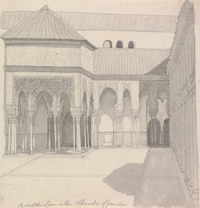 Hof van de Leeuwen in het Alhambra van Granada door Henry Swinburne