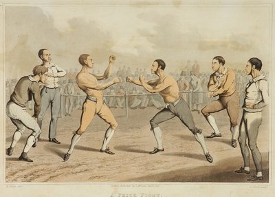 Een prijsgevecht (gegraveerd door J. Clark, gepubliceerd in 1820) door Henry Thomas (after) Alken