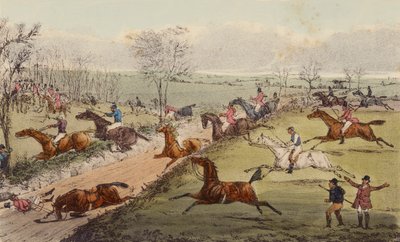 Een steeple-chase, De verzonken weg door Henry Thomas (after) Alken