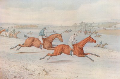 Een Steeplechase: De Start. Daar Gaan Ze - met wit als keuze door Henry Thomas Alken