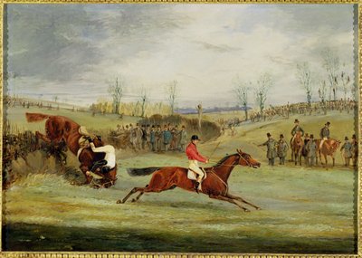 Een steeplechase, een andere heg door Henry Thomas Alken