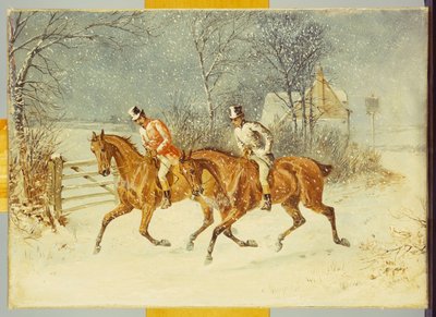 Uitgaan in een sneeuwstorm door Henry Thomas Alken