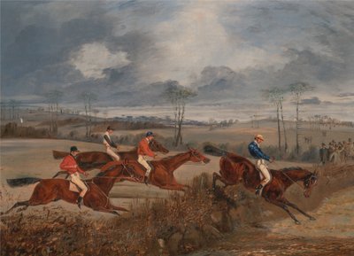 Scènes van een steeplechase: Een haag nemen door Henry Thomas Alken