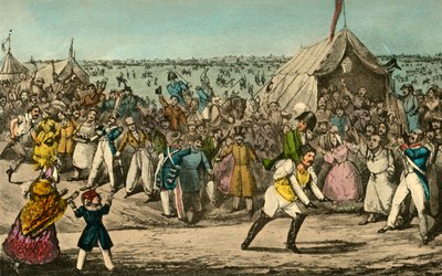 Sporten in Frankrijk - Mr. Jorrocks verslaat de Baron in snelheid, 1838 door Henry Thomas Alken