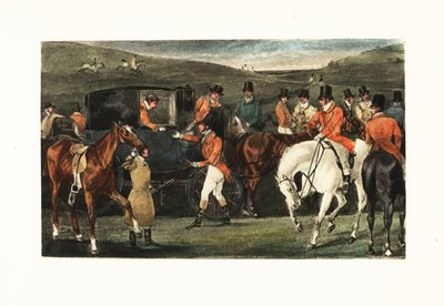 Victoriaanse heren te paard verzamelen voor een hertenjacht door Henry Thomas Alken