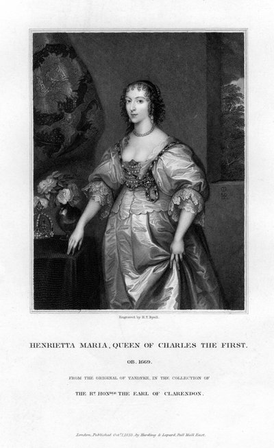 Koningin Henrietta Maria, koningin-gemalin van Karel I, 1833 door Henry Thomas Ryall