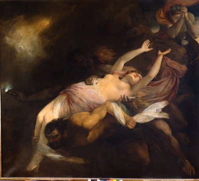 Eurydice ontvoerd bij Orpheus, Henry Thomson (1773 - 1843), olieverfschilderij. door Henry Thomson