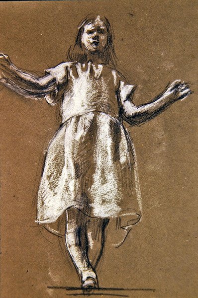 Een studie voor de figuur van Rosamund door Henry Tonks