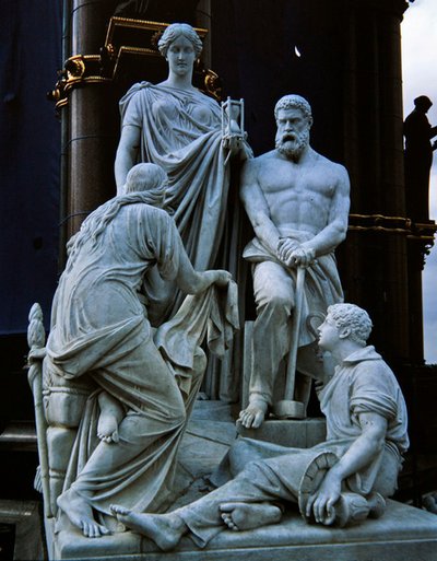 Fabrikanten, beeldengroep van het Albert Memorial, voltooid in 1876 door Henry Weekes