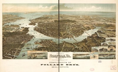 Panorama van Norfolk en omgeving 1892 door Henry Wellge