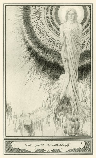 The White Devil door John Webster: De geest van Isabella (litho) door Henry Weston Keen