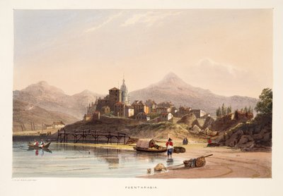 Fontarabia, uit Schetsen van landschappen in de Baskische provincies van Spanje, met een selectie van nationale muziek, pub. 1838 (handgekleurde gravure) door Henry Wilkinson