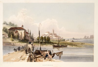 Fontarabia, met het klooster en de Brug van Capauchinos, uit Schetsen van landschappen in de Baskische provincies van Spanje, met een selectie van nationale muziek, uitgegeven 1838 door Henry Wilkinson