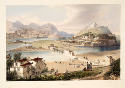 San Sebastian, uit Schetsen van landschap in de Baskische provincies van Spanje, met een selectie van nationale muziek, uitgegeven 1838 (handgekleurde gravure) door Henry Wilkinson