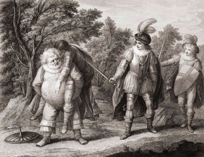 Falstaff met het lichaam van Hotspur op zijn rug door Henry William (after) Bunbury