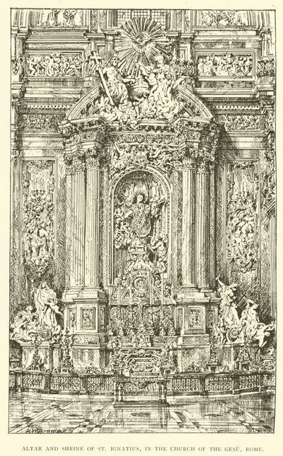 Altaar en Heiligdom van St. Ignatius, in de Kerk van de Gesu, Rome door Henry William Brewer