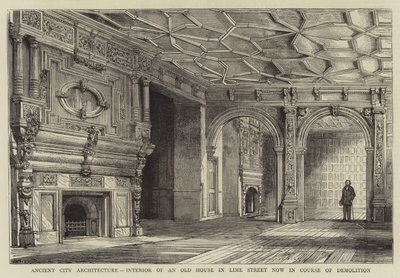 Oude stadsarchitectuur, interieur van een oud huis in Lime Street dat nu wordt gesloopt door Henry William Brewer