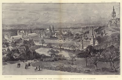 Vogelvlucht van de Internationale Tentoonstelling in Glasgow door Henry William Brewer