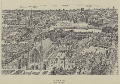 Ely Place, vanuit het Westen door Henry William Brewer