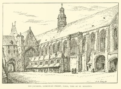 Les Jacobins, Dominicaner Priorij, Parijs, tijd van St. Ignatius (gravure) door Henry William Brewer
