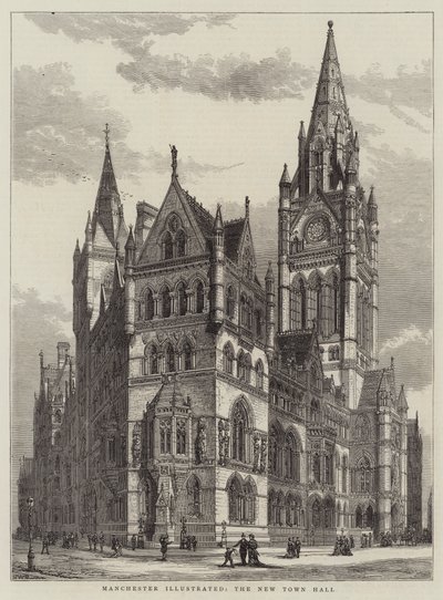 Manchester Geïllustreerd, het Nieuwe Stadhuis door Henry William Brewer