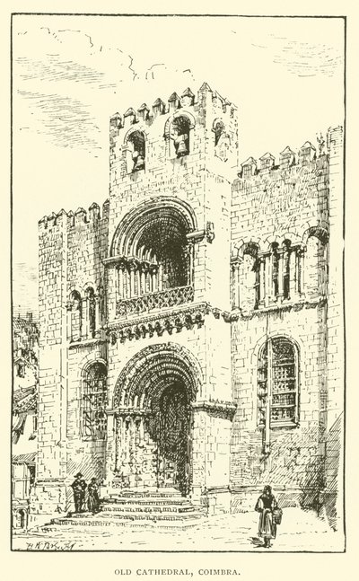 Oude Kathedraal, Coimbra (gravure) door Henry William Brewer