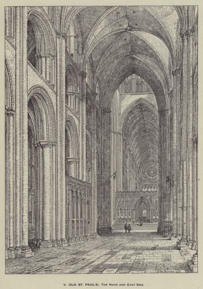 Oude St. Pauls, Het Schip en het Oostelijke Eind door Henry William Brewer