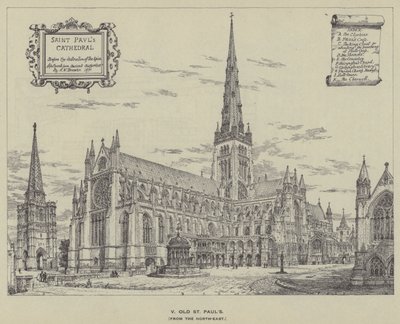 Oude St. Pauls, vanaf het Noordoosten door Henry William Brewer