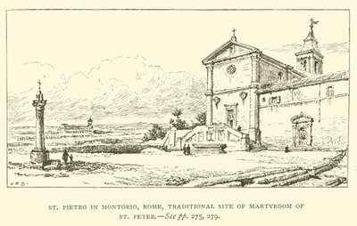 St. Pietro in Montorio, Rome, traditionele plaats van het martelaarschap van St. Peter (gravure) door Henry William Brewer