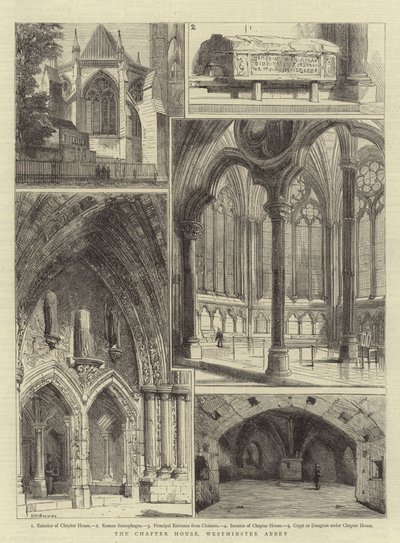 De kapittelzaal, Westminster Abbey door Henry William Brewer