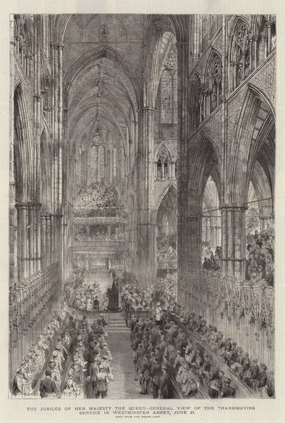 Het jubileum van Hare Majesteit de Koningin, algemeen overzicht van de dankdienst in Westminster Abbey, 21 juni door Henry William Brewer