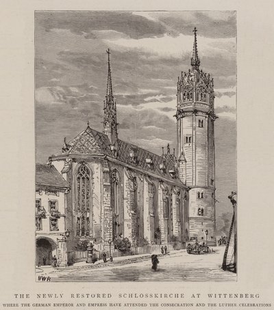 De Nieuw gerestaureerde Schlosskirche in Wittenberg door Henry William Brewer