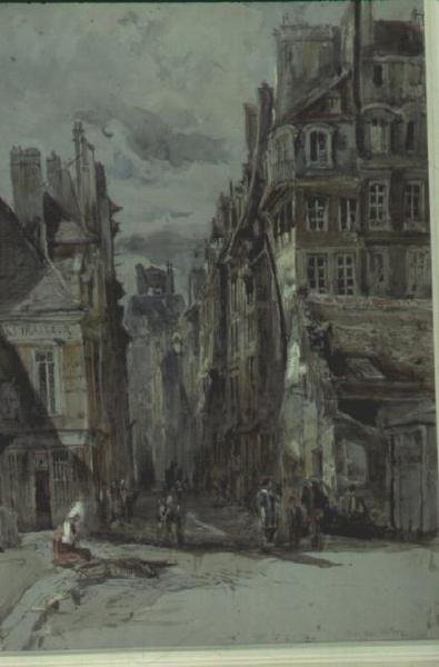 Straatscène, Oud Parijs door Henry William Burgess