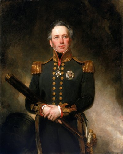 Portret van Schout-bij-Nacht Sir Edward Brace (ca. 1769-1843), die zich onderscheidde in de Britse marine aan de Middellandse Zee tijdens de Franse (1792-1802) en Napoleontische (1803-1815) Revolutionaire Oorlogen door Henry William Pickersgill