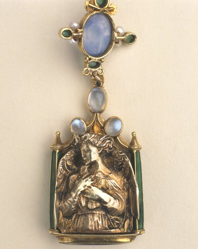 (detail) van dubbelzijdige hanger, ca. 1907-10 door Henry Wilson