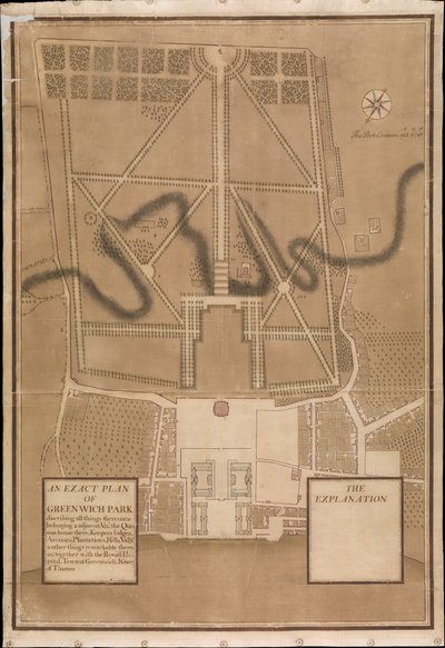 Een exact plan van Greenwich Park, ca. 1700 door Henry Wise