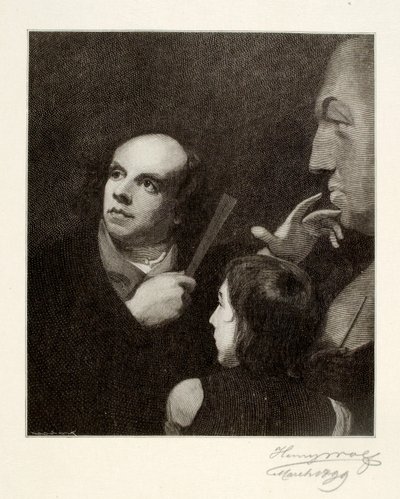 John Flaxman boetseert de buste van William Hayley door Henry Wolf