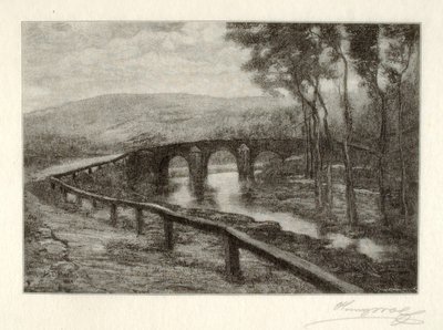 Oude Normandische brug door Henry Wolf
