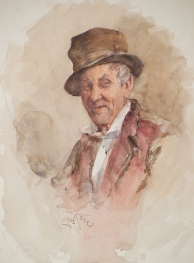 Portret van een man met hoge hoed door Henry Wright Kerr