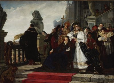 Sigismund I van Polen (1467-1548) - Kippenoorlog (1537) door Henryk Hipolit Rodakowski