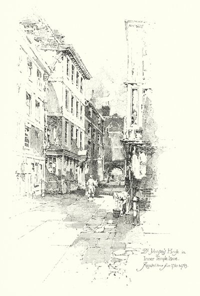 Huis van Dr. Johnson, Inner Temple Lane, woonde daar van 1760 tot 1765 door Herbert (after) Railton