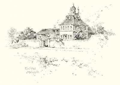 Elral Hall, nabij Lichfield door Herbert (after) Railton