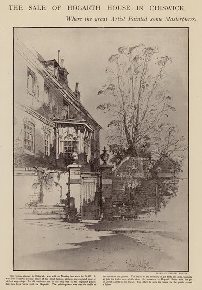 Voormalig huis van William Hogarth, Chiswick, Londen door Herbert (after) Railton