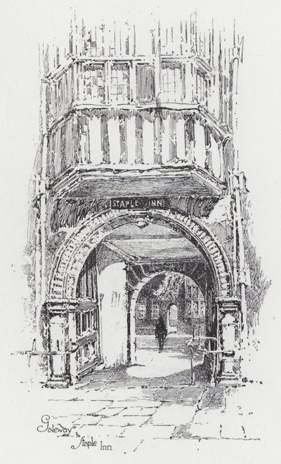 Poort naar Staple Inn door Herbert (after) Railton