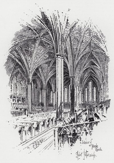 Interieur van Temple Church door Herbert (after) Railton
