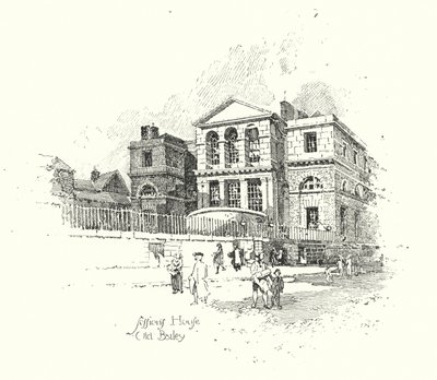 Sessions House, Old Bailey, Londen door Herbert (after) Railton