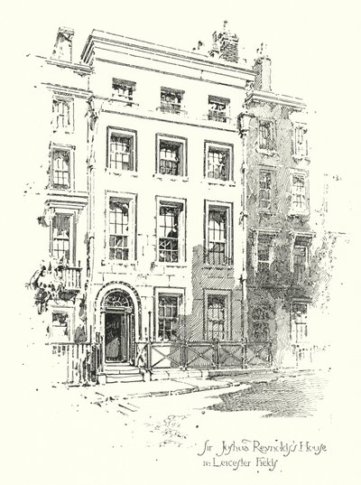 Het huis van Sir Joshua Reynolds, Leicester Fields, Londen door Herbert (after) Railton