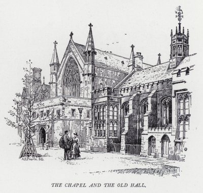 De Kapel en de Oude Hal (gravure) door Herbert (after) Railton