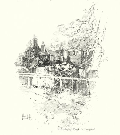 De Priory, huis van Dr. Johnson, in Hampstead, Londen door Herbert (after) Railton