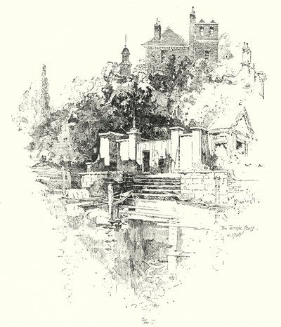 De Temple Trappen, Londen, in 1790 door Herbert (after) Railton